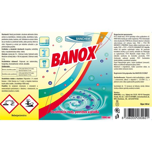 Banox - dezinfekčný a bieliaci prostriedok 1 L
