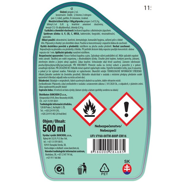 Kvart plus - prípravok na dezinfekciu plôch 500 ml
