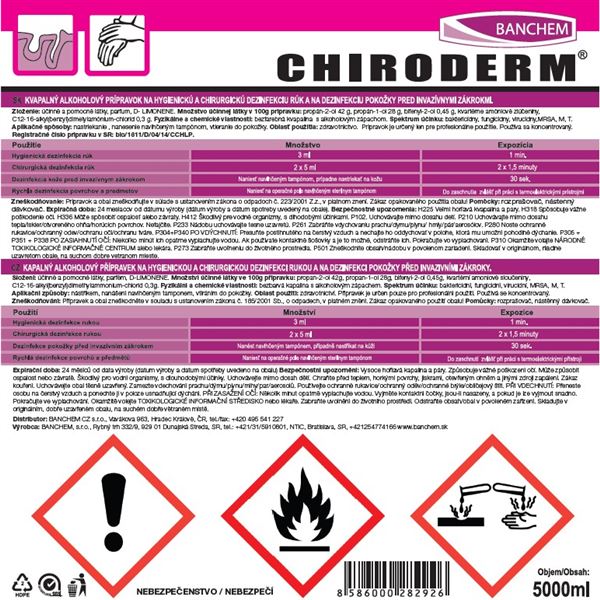 Chiroderm - prípravok na dezinfekciu rúk 5 L