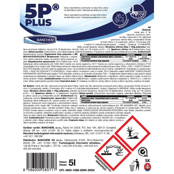 5P Plus - dezinfekčný prostriedok 5 L 