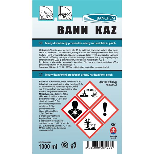 Bann Kaz - prostriedok na dezinfekciu plôch 1 L