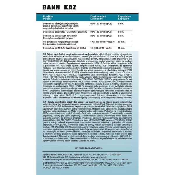 Bann Kaz - prostriedok na dezinfekciu plôch 1 L