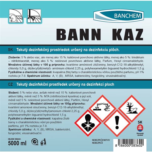 Bann Kaz - prostriedok na dezinfekciu plôch 5 L