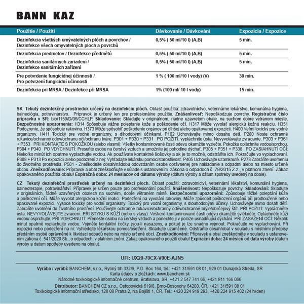 Bann Kaz - prostriedok na dezinfekciu plôch 5 L